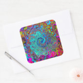 Sticker Carré Trippy Sky Blue Abstrait Retro Liquid Swirl (Enveloppe)