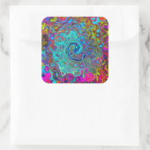 Sticker Carré Trippy Sky Blue Abstrait Retro Liquid Swirl (Sac)