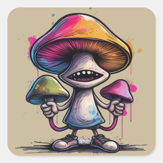 Sticker Carré Trippy Toadstool (Devant)