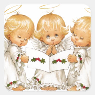 Sticker Carré Trois anges de Noël