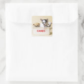 Sticker Carré Trois chihuahua chippies en boîte à gâteau (Sac)