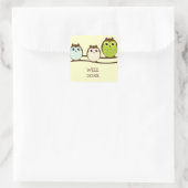 Sticker Carré Trois Chouettes colorées (Sac)