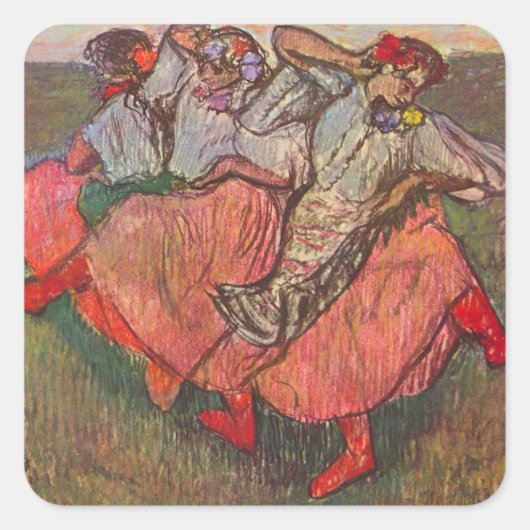 Sticker Carré Trois Danseurs russes par Edgar Degas (Devant)