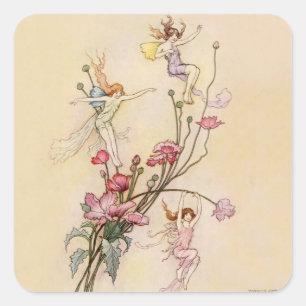 Sticker Carré « Trois esprits fous de joie » par Warwick Goble