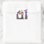 Sticker Carré Trois mignons Oiseaux à tête molle de Guinée (Sac)