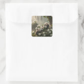 Sticker Carré Trois mignons Pandas (Sac)