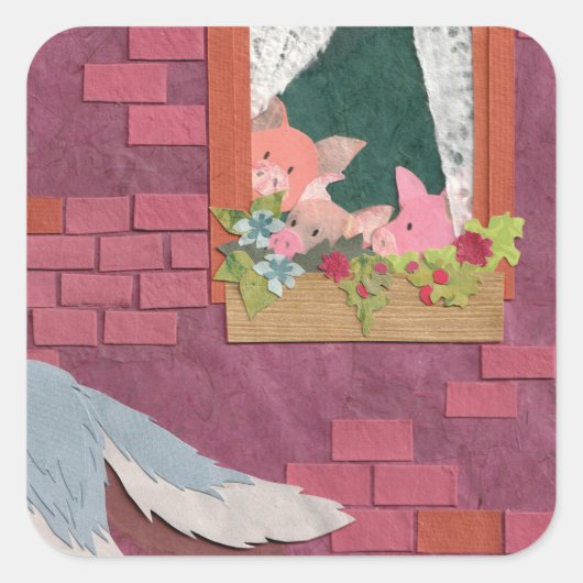 Sticker Carré Trois petits cochons (Devant)