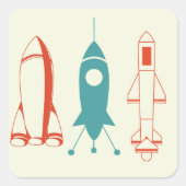 Sticker Carré Trois Roquettes Pour Le Voyage Spatial (Devant)