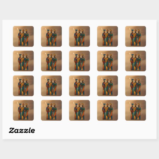 Sticker Carré Trois Sages Abstraits (Feuille)