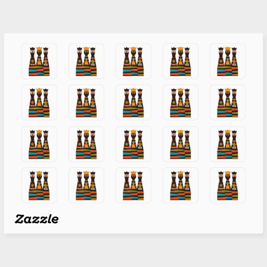 Sticker Carré Trois Sages Modernes de la Mi-Siècle (Feuille)