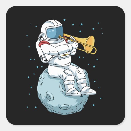 Sticker Carré Trombone Gift Jazz Music Marching Band Trombone (Devant)