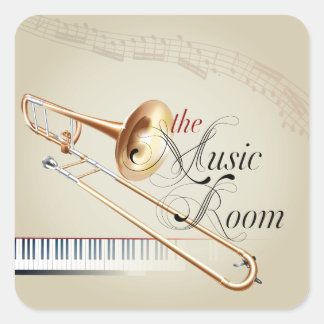 Sticker Carré Trombone Music Room