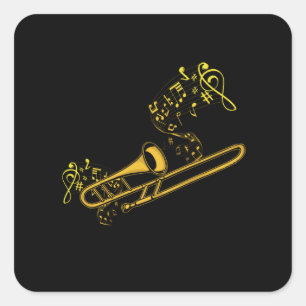 Sticker Carré Trombone Player Brass Music Instrument Big Band