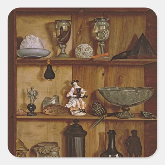 Sticker Carré Trompe l'Oeil avec une Statuette d'Hercules (Devant)