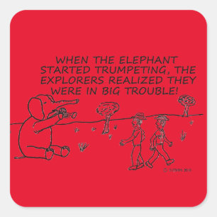 Sticker Carré trompette Elephant