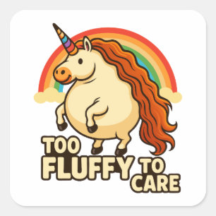 Sticker Carré Trop Fluffé Pour S'Occuper Du Foodie Unicorne