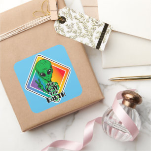 Sticker Carré Trop gay pour la terre Drôle Alien OVNI