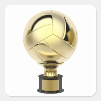 Sticker Carré trophée de volley-ball en or