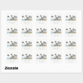 Sticker Carré Tropical Beach Palm Tree Sketch Mariage d'aquarell (Feuille)