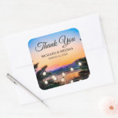 Sticker Carré Tropical Beach Sunset Lights Mariage Merci (Enveloppe)