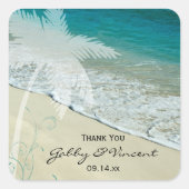 Sticker Carré Tropical Beach Wedding Merci Favoriser les étiquet (Devant)
