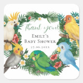 Sticker Carré Tropical Exotic bébé Baby shower de perroquets sau (Devant)