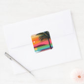 Sticker Carré Tropical Palm Tres et Sunset Thème (Enveloppe)