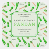 Sticker Carré Tropical Pandan Leaf Reed Diffuser Label (Devant)