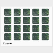 Sticker Carré Tropical vert script palm feuille nuptiale remerci (Feuille)
