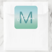 Sticker Carré Tropical Waters Gradient Monogram Name  (Sac)