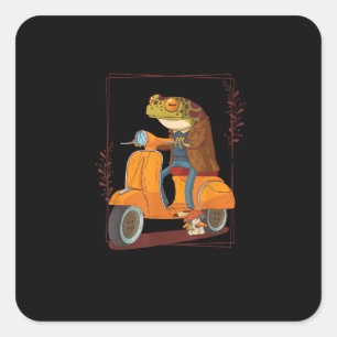 Sticker Carré Trottinette Grenouille Champignon Goblincore Acadé