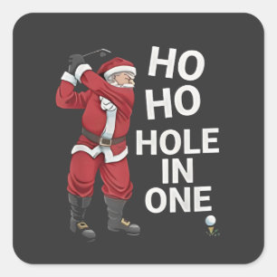 Sticker Carré Trou en un drôle de golf Noël