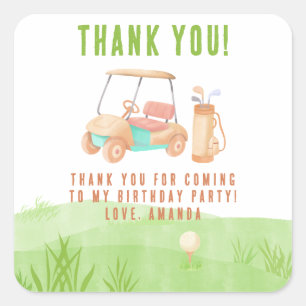 Sticker Carré Trou en un golf Premier anniversaire Merci