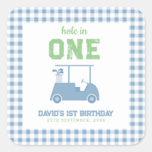 Sticker Carré Trou en un Par Tee Boy 1er Anniversaire