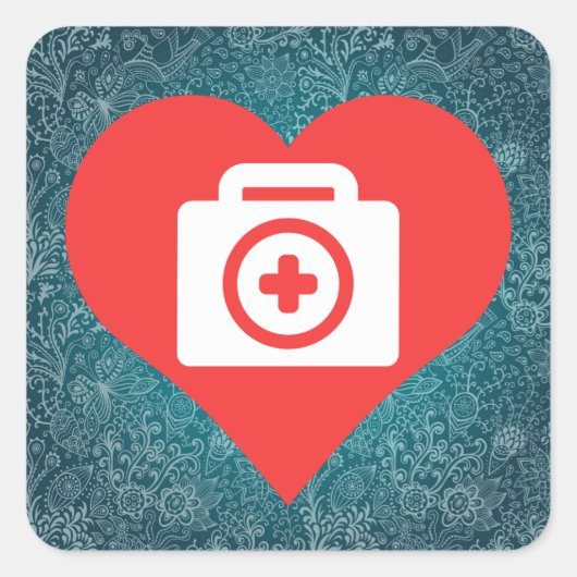 Sticker Carré Trousses de premiers soins cool Picto (Devant)