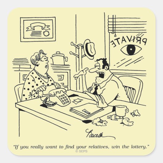 Sticker Carré Trouver des parents (Devant)