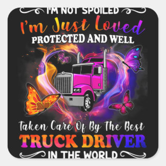 Sticker Carré Trucker Wife Tee I'm Not Spoiled Loved