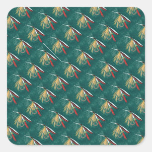 Sticker Carré Truite "Fin" Mouche mouillée mouillée mouillée à m