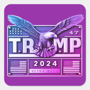 Sticker Carré TRUMP 2024 avec un aigle