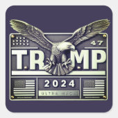 Sticker Carré TRUMP 2024 avec un aigle (Devant)
