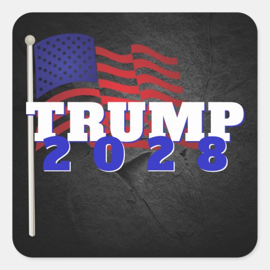 Sticker Carré TRUMP 2028 avec drapeau américain (Devant)