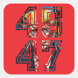 Sticker Carré Trump 45 47 Pop art président américain
