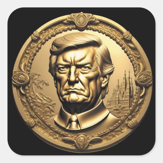 Sticker Carré TRUMP CGI Collectif Gold Art-Coin Doubloon (Devant)