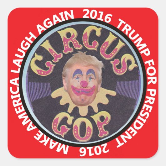 Sticker Carré Trump Clown (Devant)