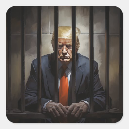 Sticker Carré Trump en prison. (Devant)