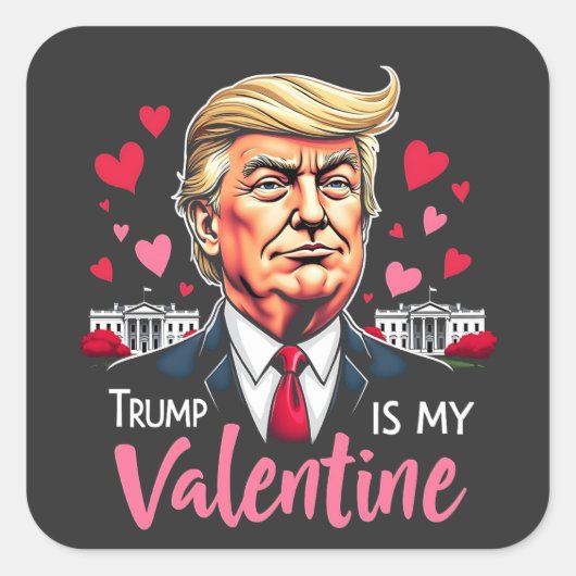 Sticker Carré Trump est le président de la Saint Valentin (Devant)