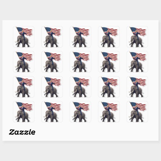Sticker Carré Trump riding Elephant (Feuille)