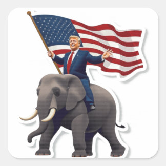 Sticker Carré Trump riding Elephant