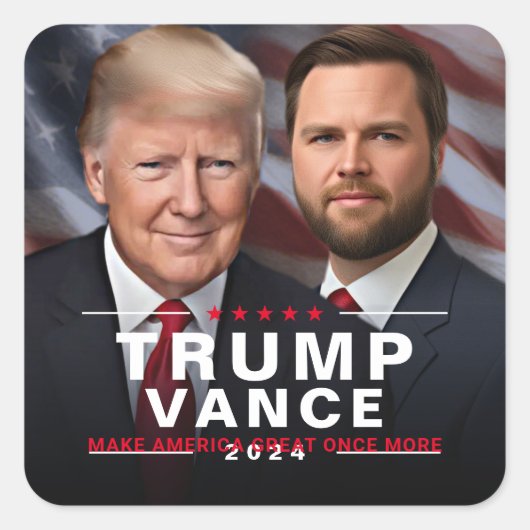Sticker Carré Trump Vance 2024 Président VP Campaign (Devant)