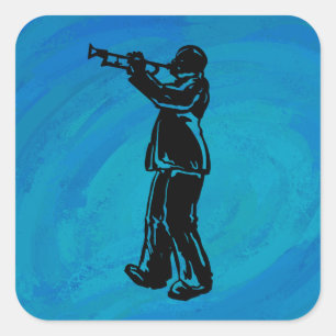 Sticker Carré Trumpet bleu New York Boogie Nuits